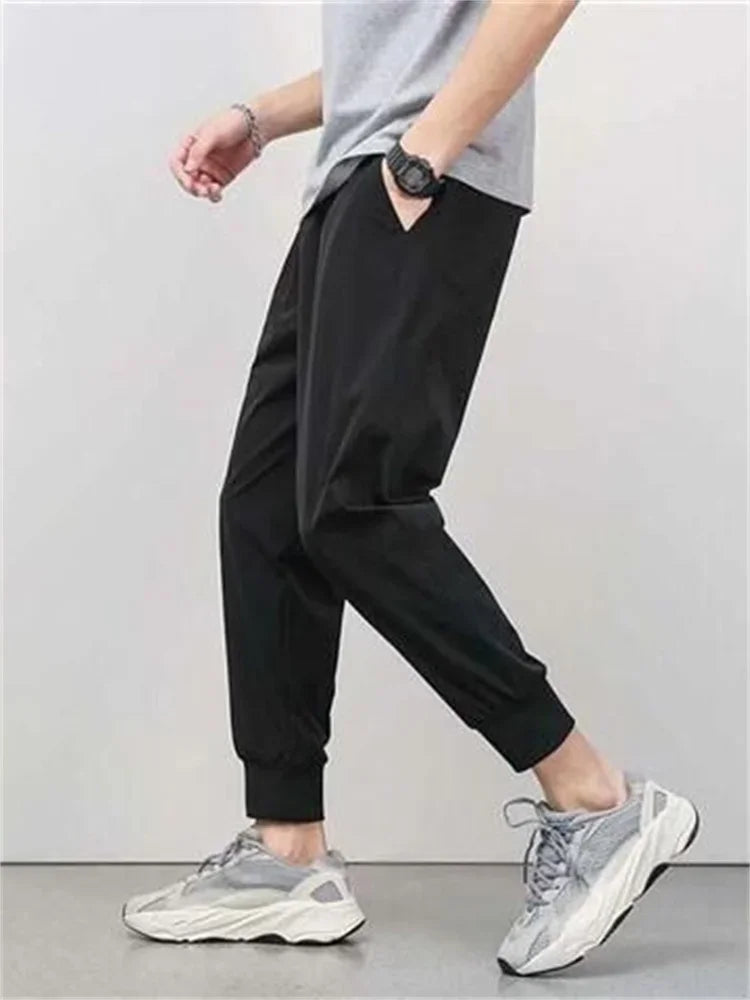man trousers New Cotton Fashion Elastic Waist Baggy