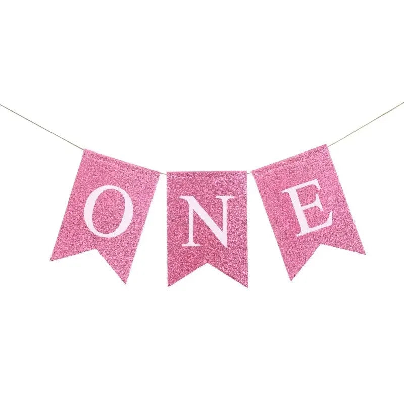 1st Birthday Banner Burlap ONE Garland Boys Girls First Birthday Party Decoration Baby Photo Prop Decoration Memorial Banner