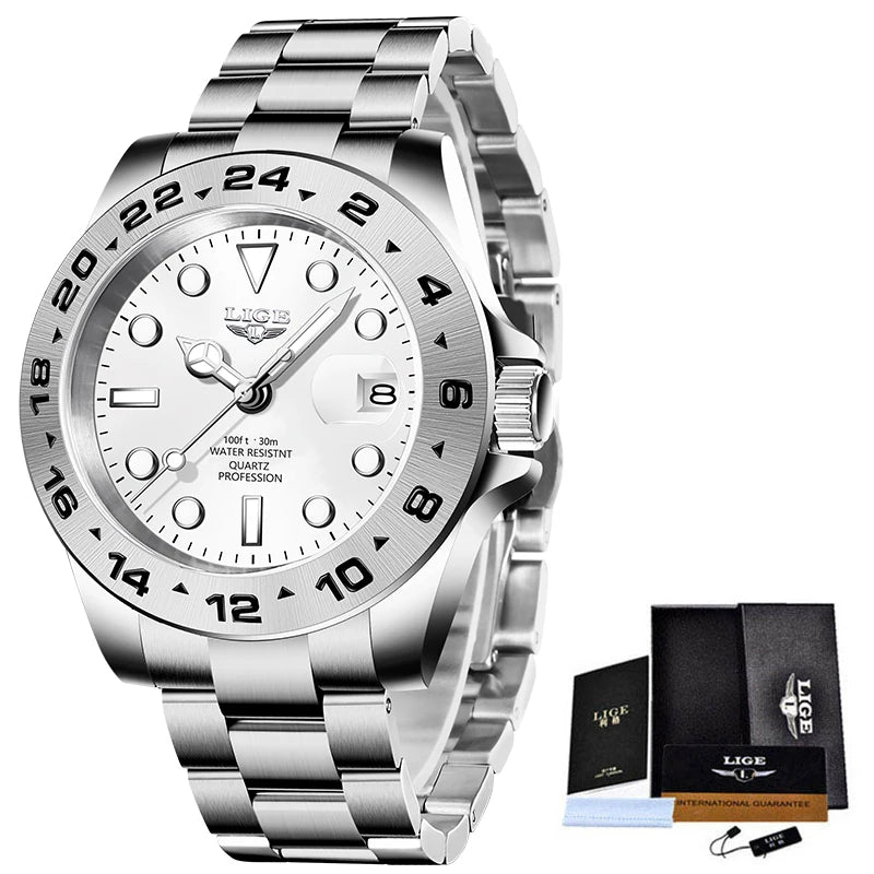 LIGE stainless steel wrist watches for men