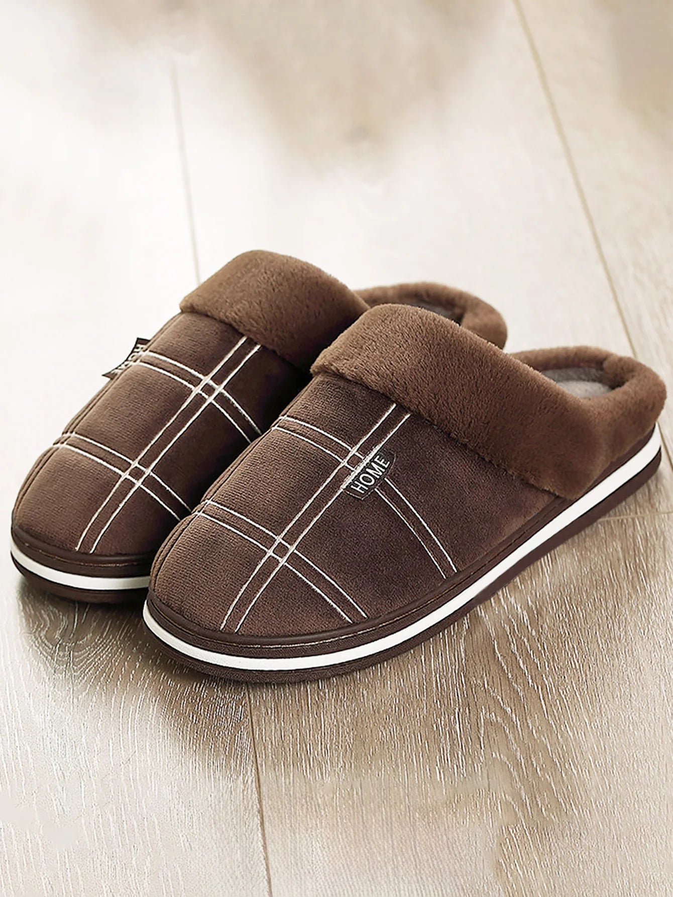 Plaid Warm Soft Comfortable Non Slip Living room Shoes