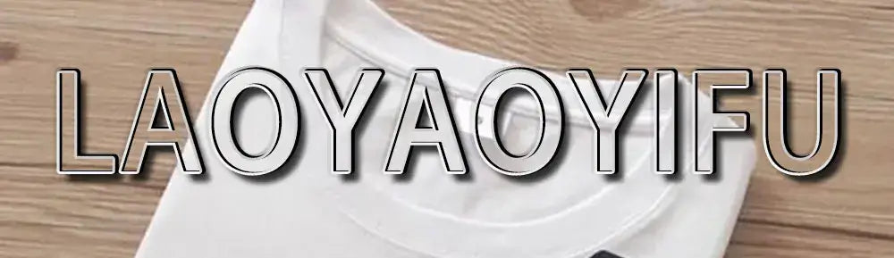 Men's graphic t-shirt by laoyaoyifu, showcasing the collar and design on a wooden surface.