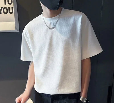 orange o neck t shirt for men