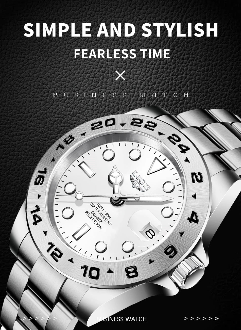 LIGE stainless steel wrist watches for men