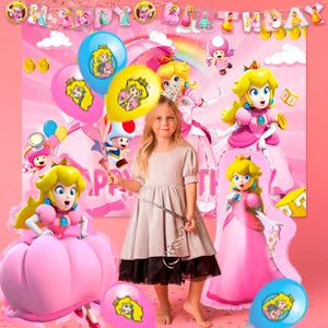 Cartoon Peach Birthday Party Supplies, 114pcs Cartoon Peach Party Decorations & Tableware Set - Party Plates and Napkins Cups