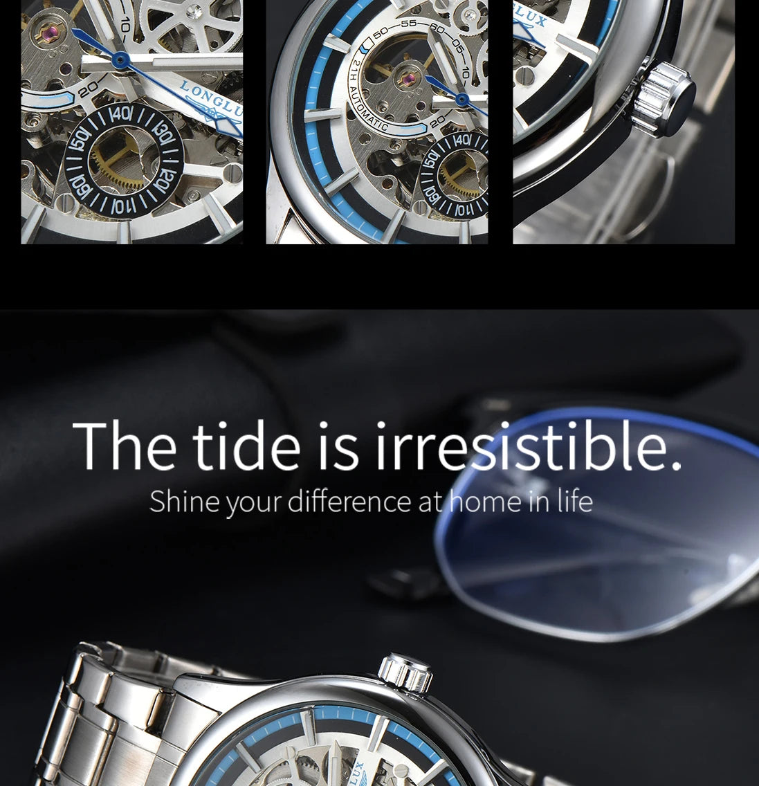 waterproof skeleton mechanical watch