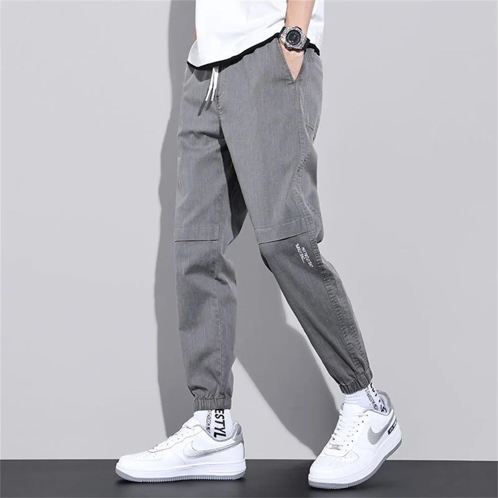 man trousers New Cotton Fashion Elastic Waist Baggy