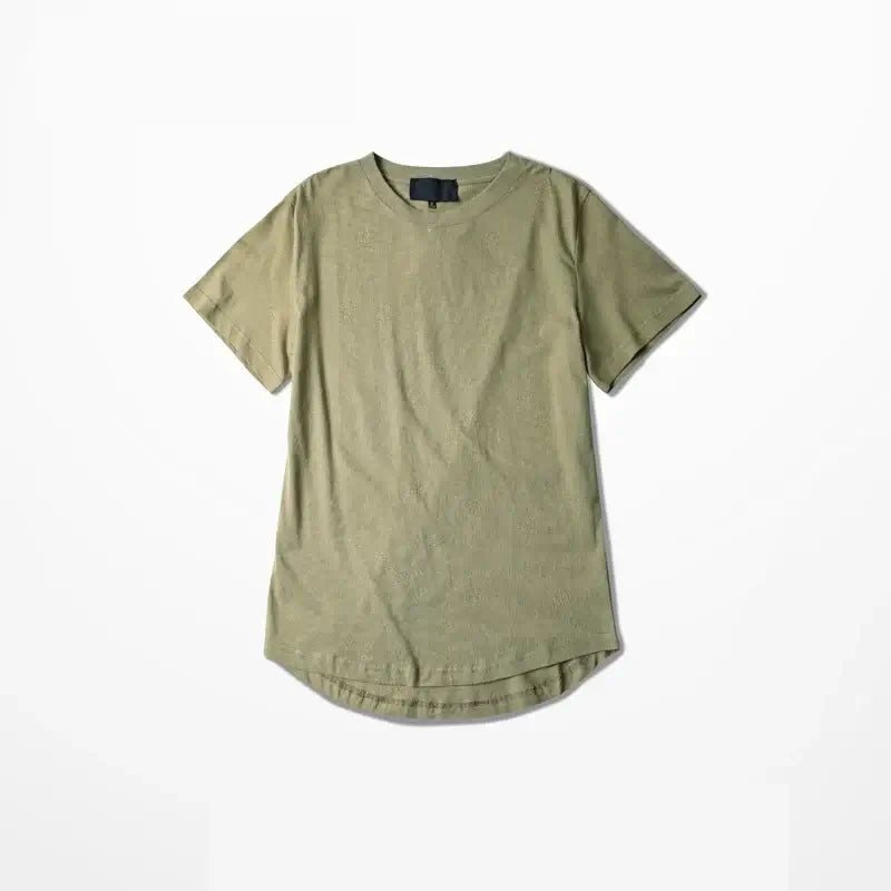 MRMT High Street Mens T Shirt in olive green color with short sleeves and a rounded hemline.