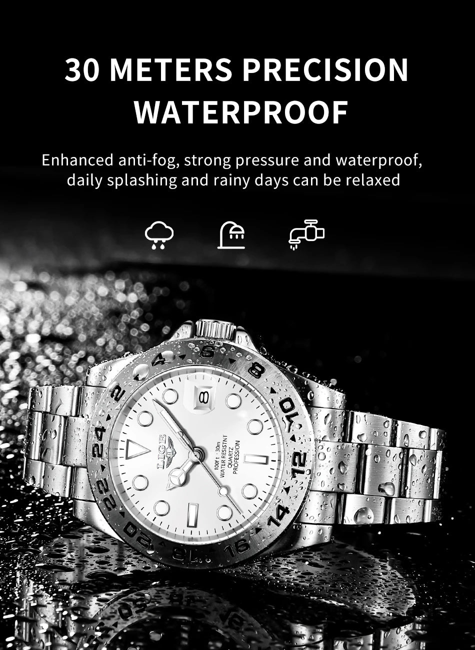 LIGE stainless steel wrist watches for men