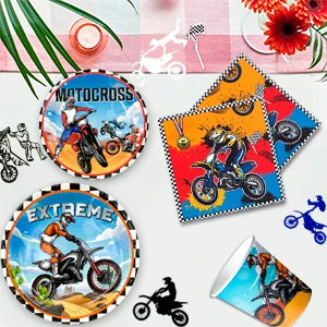 Motorcycle Birthday Supplies,98pcs Decorations&Motorcycle Theme Party Tableware Set-Dirt Bike Party Plates and Napkins Cups etc