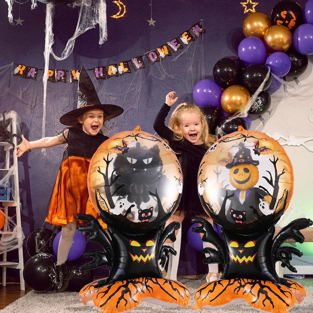 1PC Halloween 4D Large Standing Bat Pumpkin Ghost Foil Balloon Horror Props Halloween Theme Birthday Party Decoration Kids Gifts
