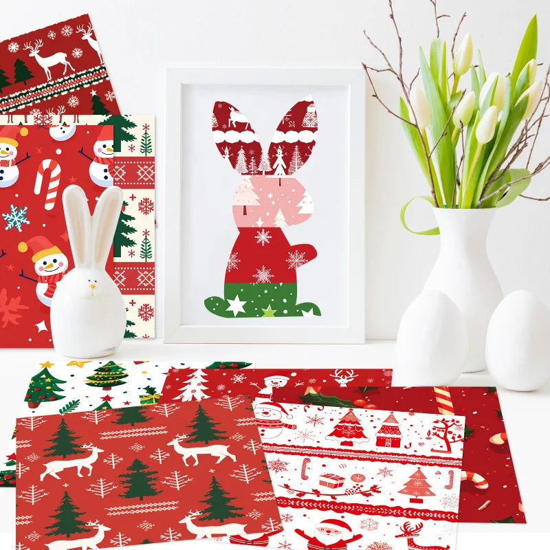 12Zhang/Christmas Decoration Material Paper ，Snowflake Christmas Tree Snowman PatternDIYScrapbook Paper Gift Wrapping Paper