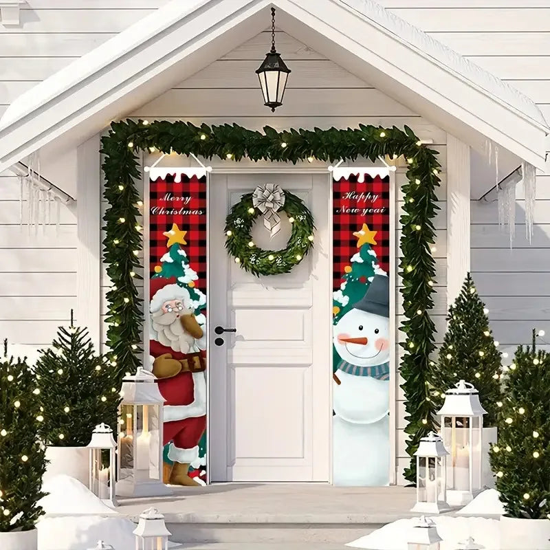 1Yes2Dflat，Christmas couplets，Santa Claus Snowman Decoration Holiday Party，No Power Supply Required-wzy