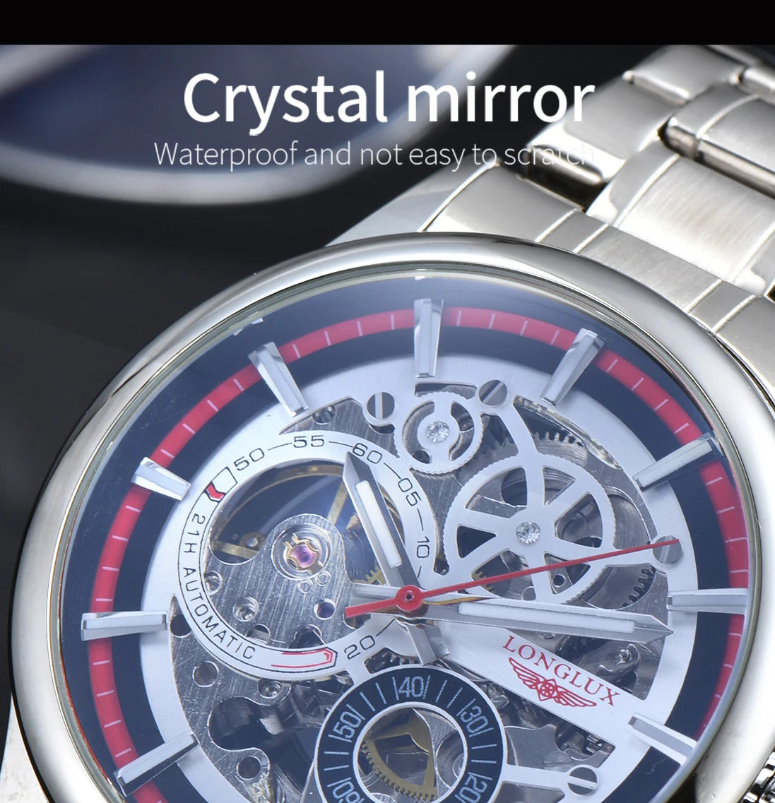 waterproof skeleton mechanical watch