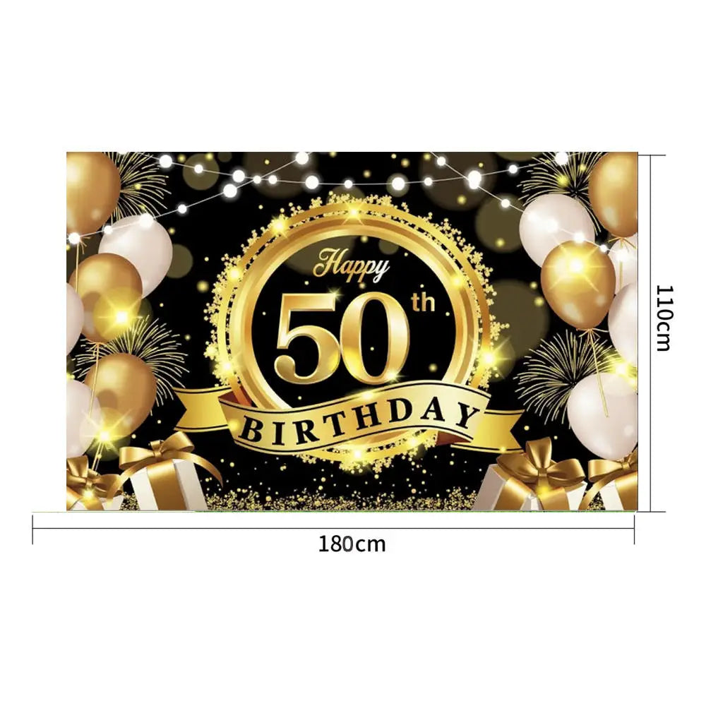 18th/50th/65th Happy Birthday Backdrop Background Banner For Man Woman Napkin Balloon Door Curtain 50 Years Anniversary