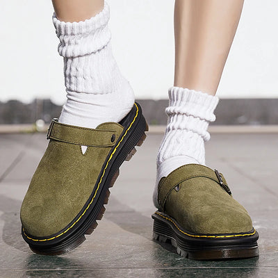 Big Leather Casual Slippers Summer Half Slipper, Non Slip