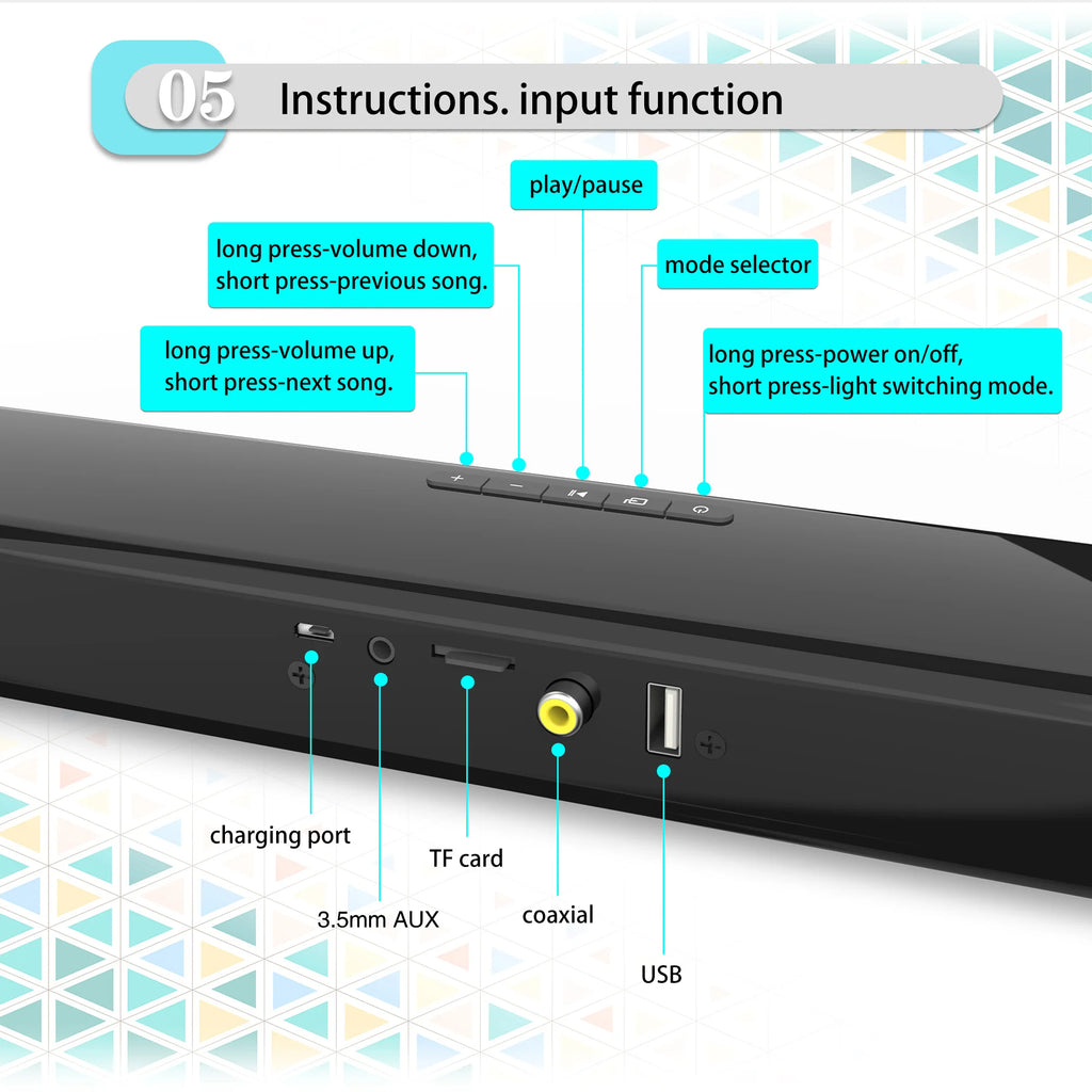 Home Theater 3D Stereo Surround RGB Wireless Speaker Multi-Function Subwoofer Soundbar Support For TV/PC