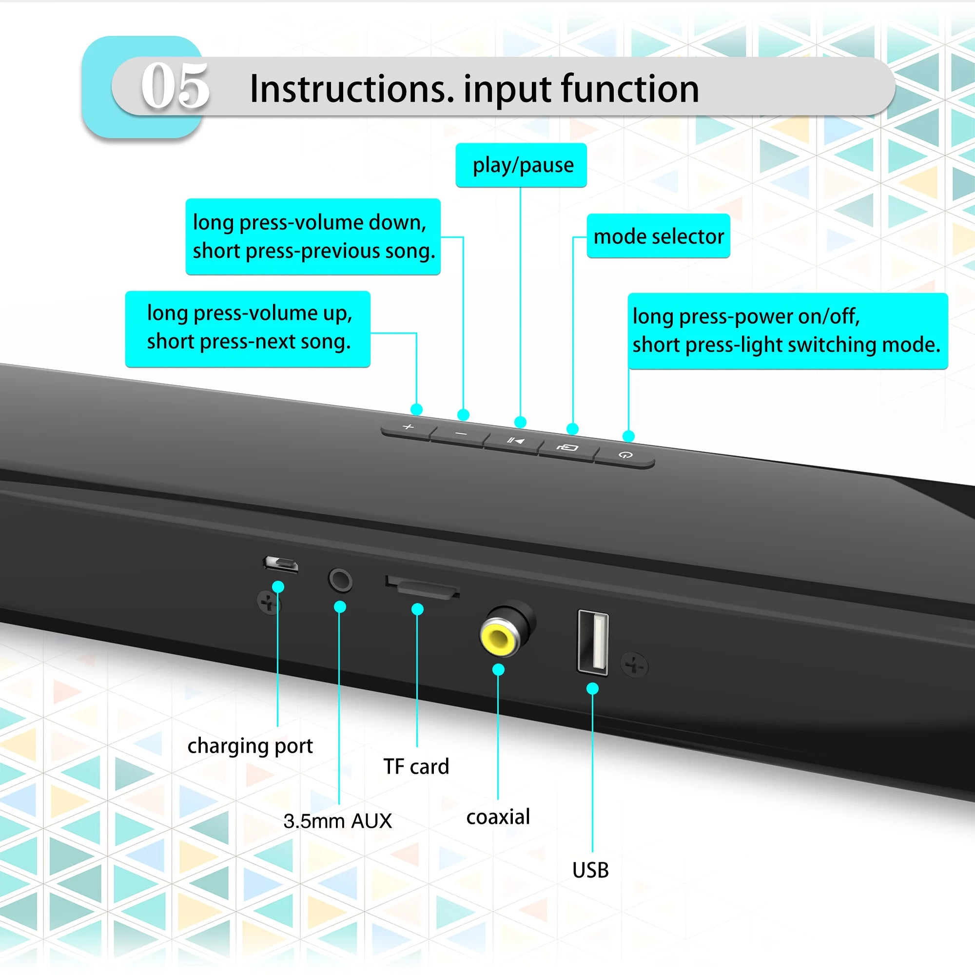 Home Theater 3D Stereo Surround RGB Wireless Speaker Multi-Function Subwoofer Soundbar Support For TV/PC