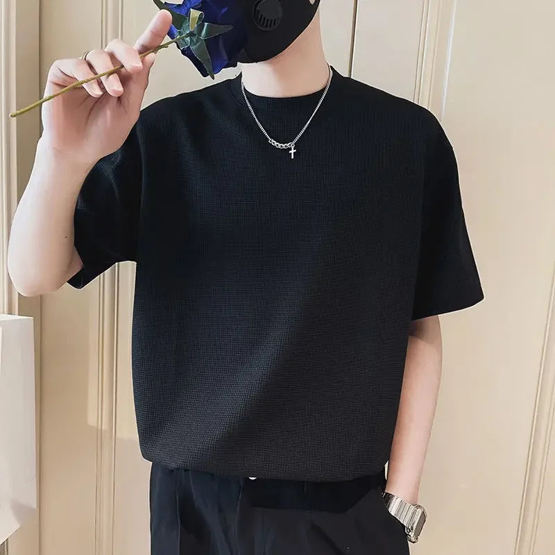 orange o neck t shirt for men