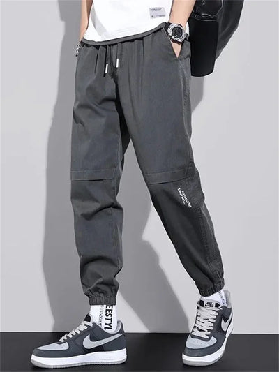 man trousers New Cotton Fashion Elastic Waist Baggy