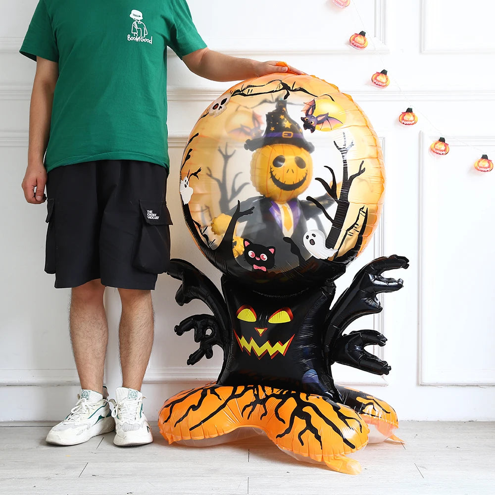 1PC Halloween 4D Large Standing Bat Pumpkin Ghost Foil Balloon Horror Props Halloween Theme Birthday Party Decoration Kids Gifts