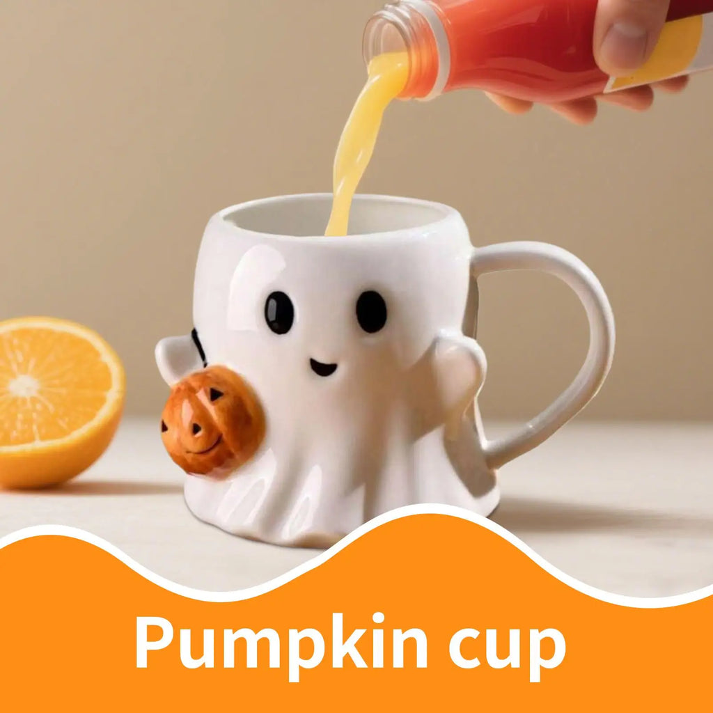 600ML Halloween Coffee Cups Creative Funny Ghost Ceramic Mugs Home Office Drinking Cup for Kids Adults Halloween Birthday Gifts