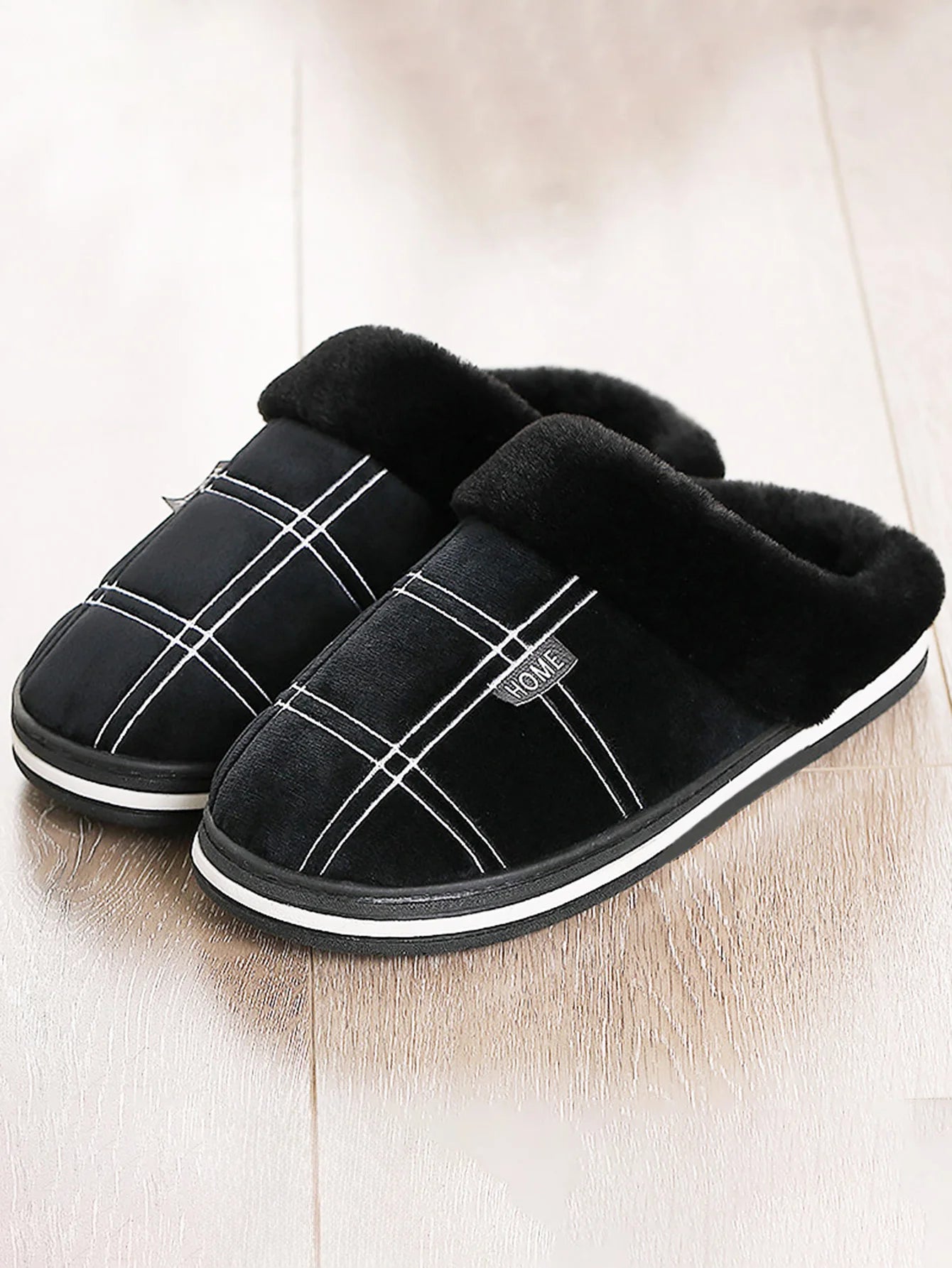 Plaid Warm Soft Comfortable Non Slip Living room Shoes