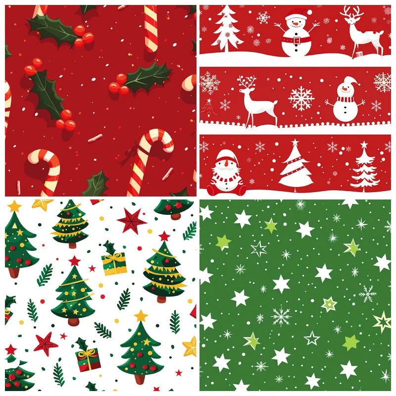 12Zhang/Christmas Decoration Material Paper ，Snowflake Christmas Tree Snowman PatternDIYScrapbook Paper Gift Wrapping Paper