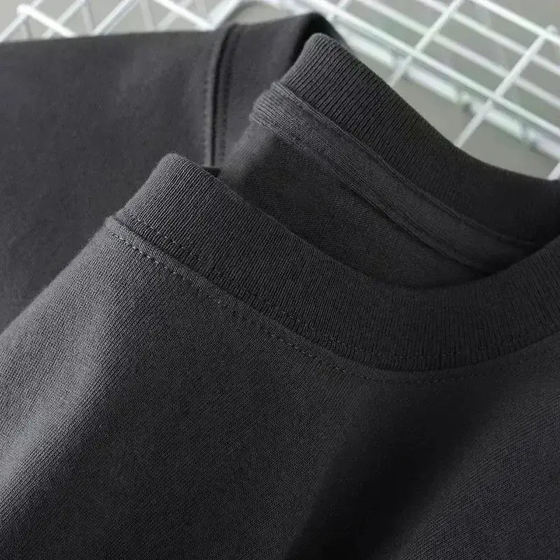 Stand T-Shirt for Men Graphic T Shirts Tops featuring close-up of fabric and collar details in black color.
