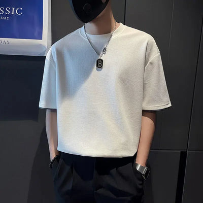 orange o neck t shirt for men