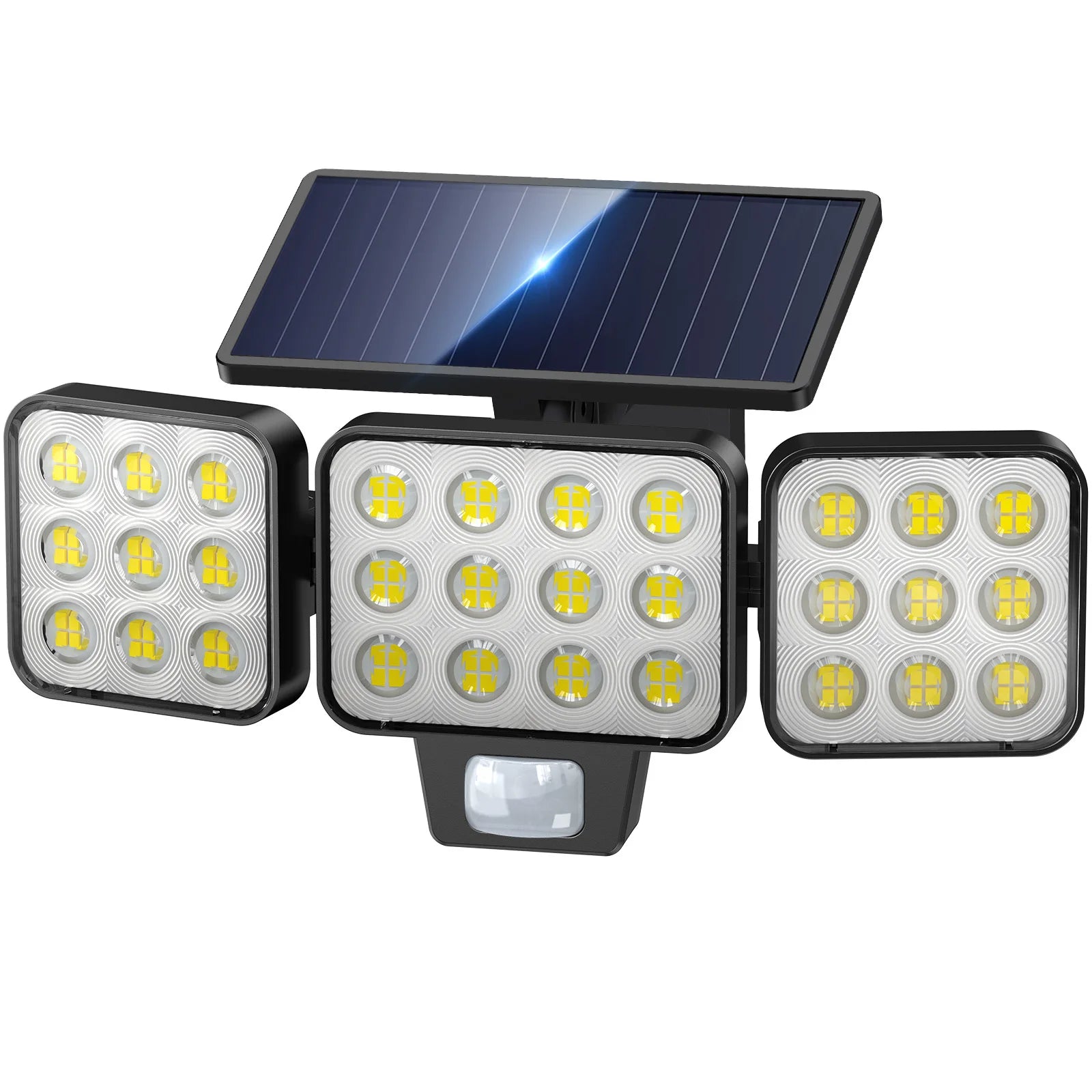 Solar Security Lights 3000LM, 3-Head Motion Sensor, Auto On/Off, 150° Flood, 3 Modes for Yard/Garage/Porch (1/2/4 Pack)
