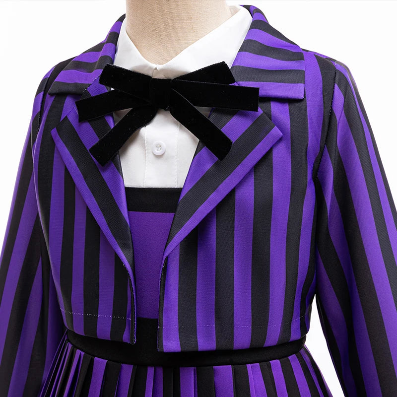 Kids Girl Clothes 2Pcs Wednesday Enid Cosplay Halloween Costume Birthday Girls Party Dresses Carnival Children Clothing Outfits