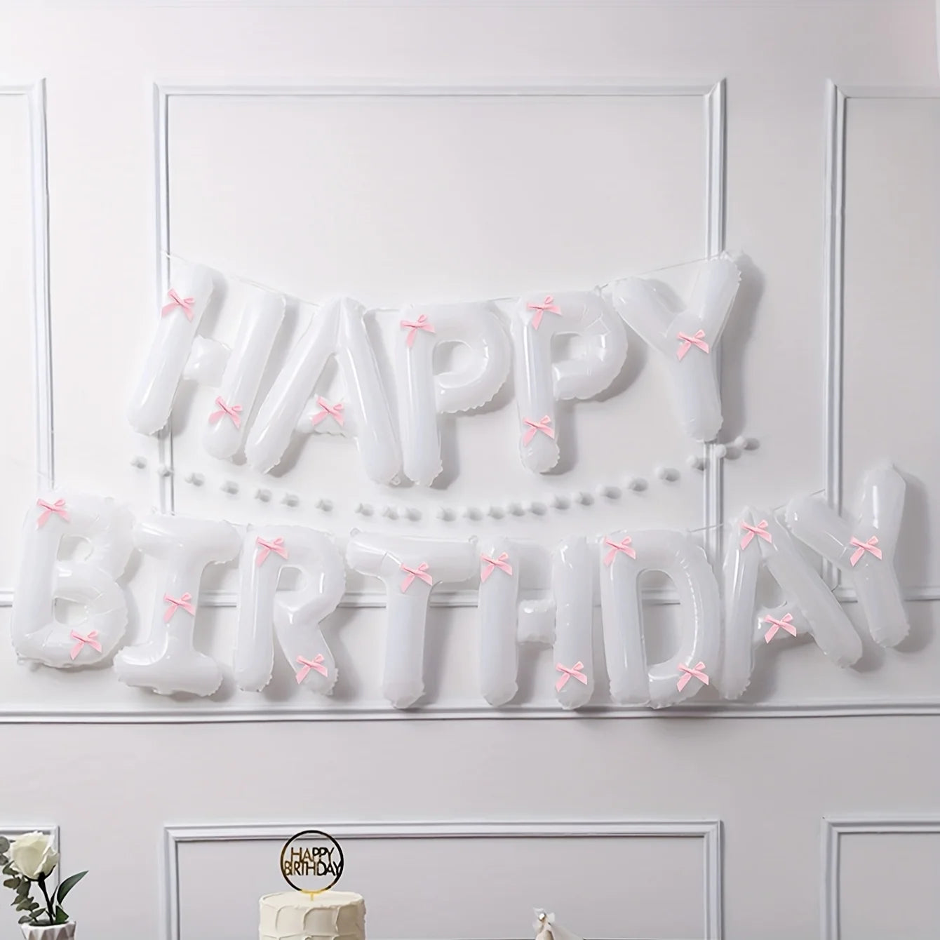 1Set Black White Happy Birthday Pink Bow Balloon Set Girl's Birthday Party Decoration Baby Shower Globos Gift Supplies Letter