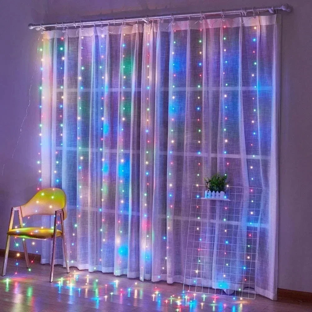 Christmas Lights Curtain Garland Merry Christmas Decorations For Home Christmas Ornaments Xmas Gifts Navidad 2025 New Year Decor