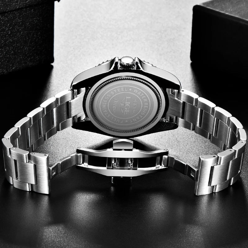 LIGE stainless steel wrist watches for men