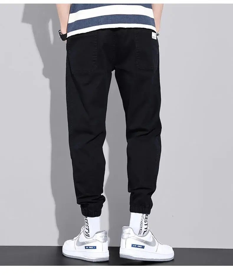 man trousers New Cotton Fashion Elastic Waist Baggy