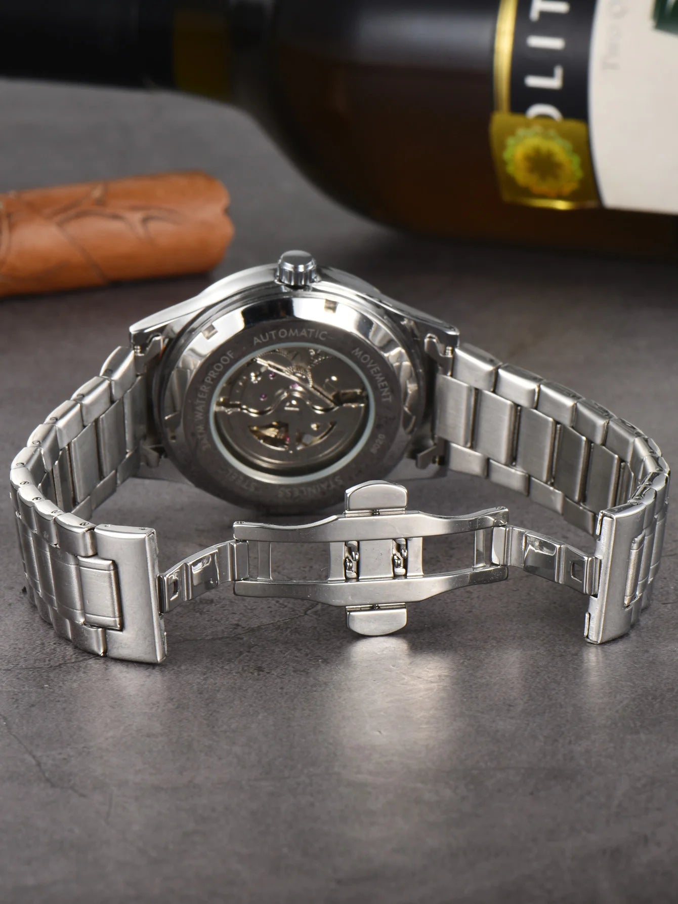 waterproof skeleton mechanical watch
