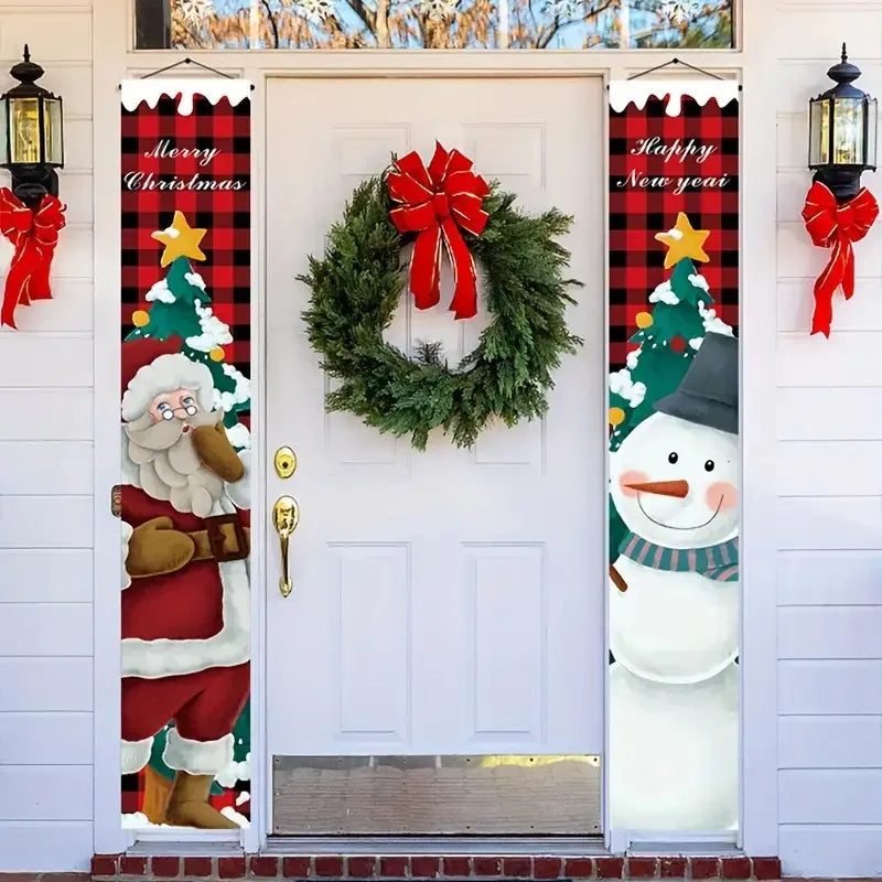 1Yes2Dflat，Christmas couplets，Santa Claus Snowman Decoration Holiday Party，No Power Supply Required-wzy