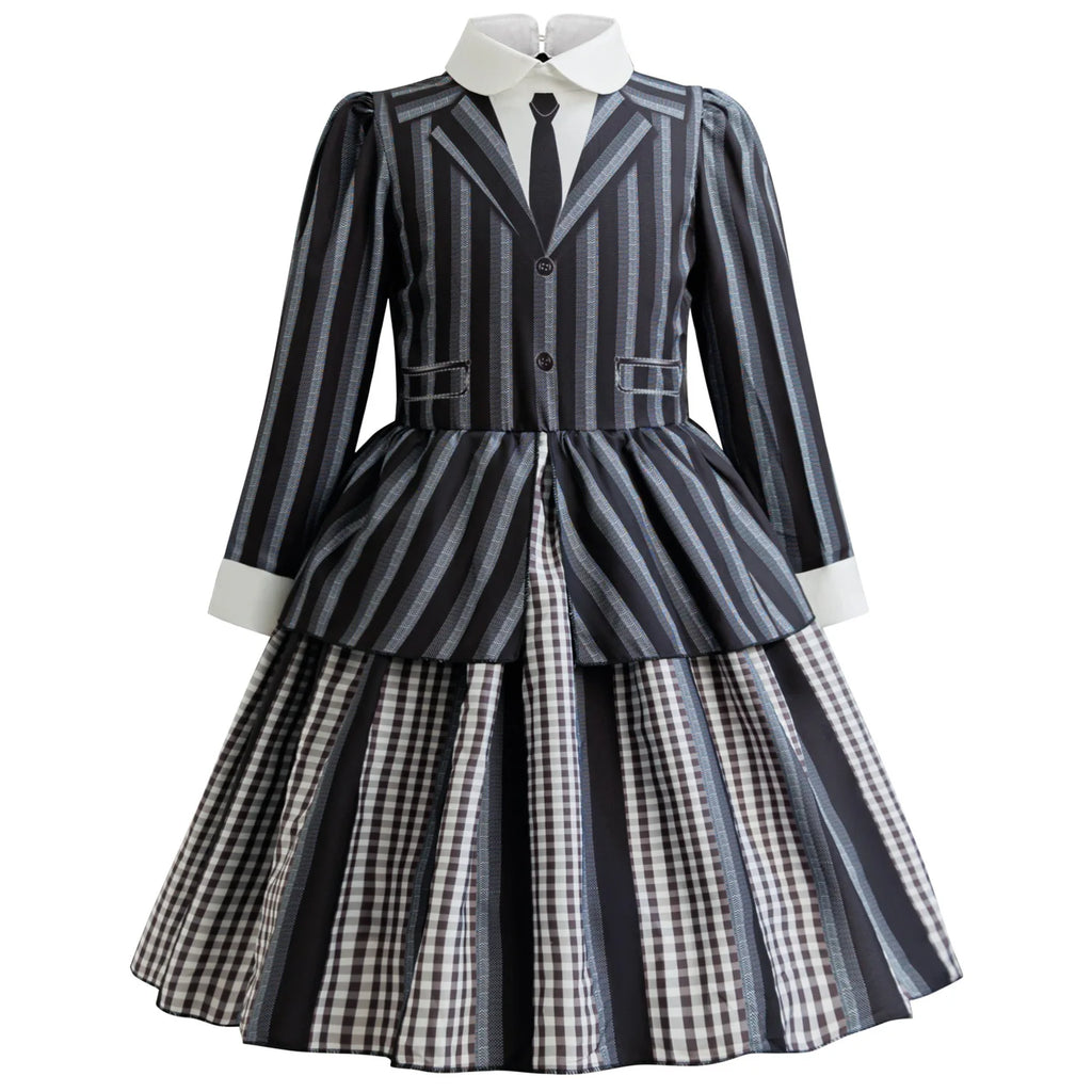 Girl Dress Wednesdays Addam Cosplay Family Halloween Costume Birthday Party Stage Performance Costume Carnival Kids Dress Up