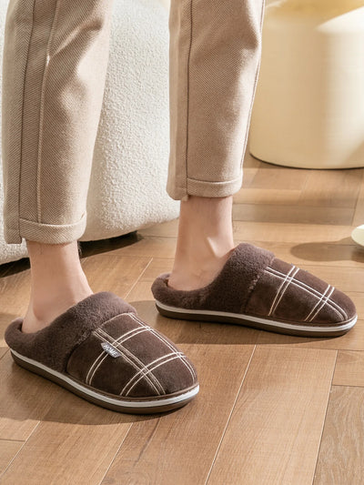 Plaid Warm Soft Comfortable Non Slip Living room Shoes