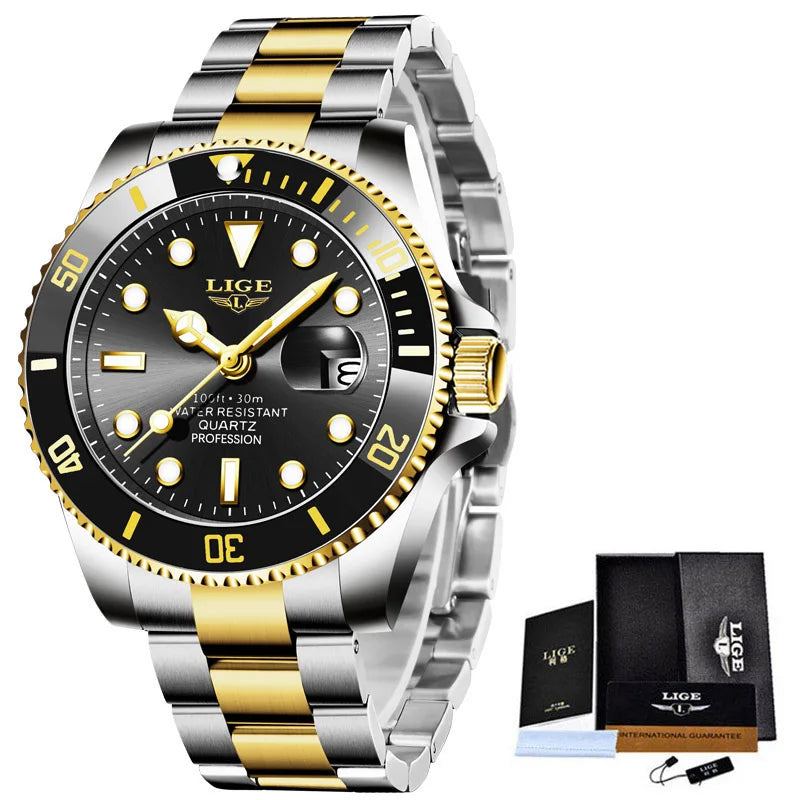 LIGE stainless steel wrist watches for men