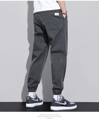 man trousers New Cotton Fashion Elastic Waist Baggy