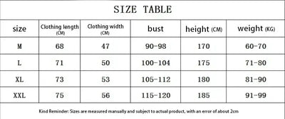 Size table for Gym Top Men Shirt Man Muscle Loose T-shirt Fitness Bodybuilding with clothing measurements.