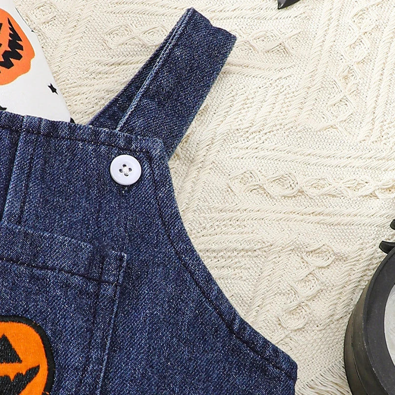 3Pcs Toddler Halloween Costumes Set Long Sleeve Ghost Witch Print Tops Pants Hat Infant Clothes for Party